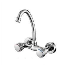 厂家跨境批发双把双控水槽洗菜盆冷热厨房水龙头入墙式安装旋转式