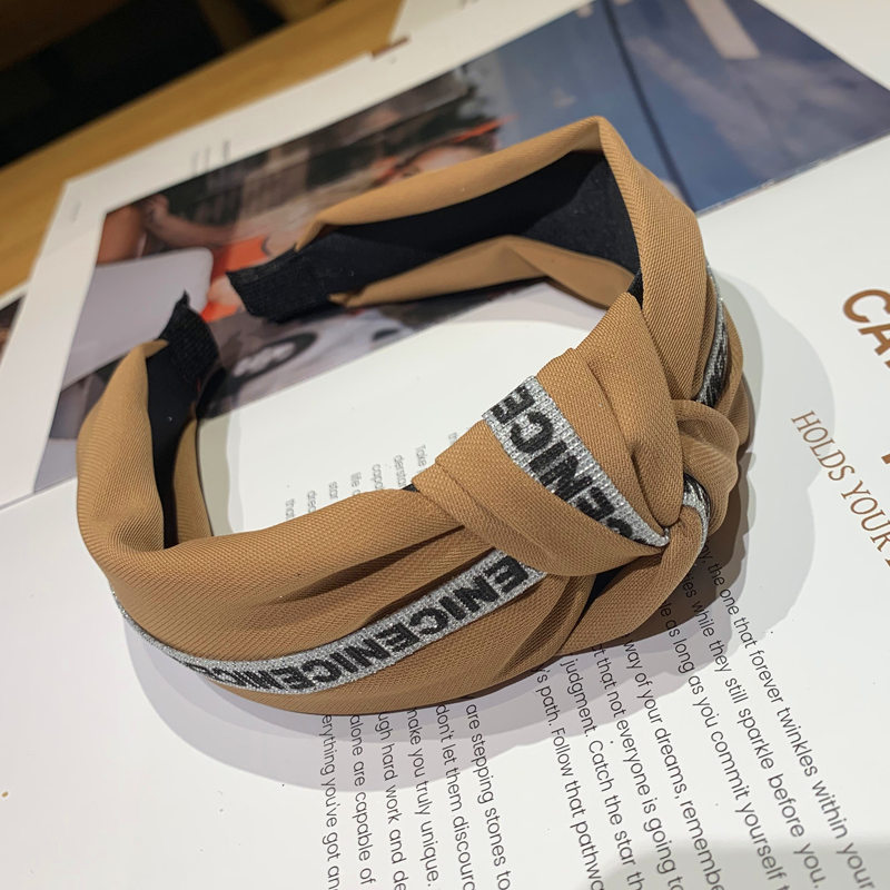 Neues koreanisches breites Rand-Knoten-Clip-Stirnband mit einfarbigem Buchstaben, süßer und niedlicher Haarschmuck für Erwachsene_voghion.com