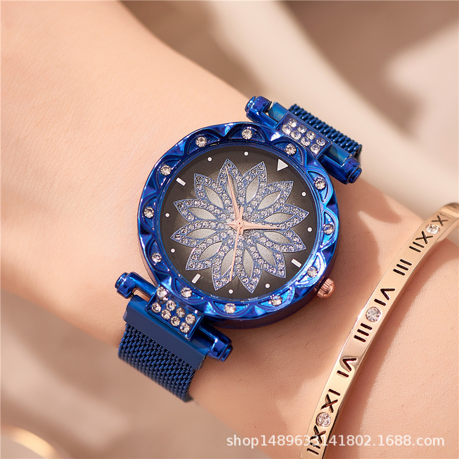 Los Diamantes De Moda Vienen A Trabajar Reloj De Pulsera De Cuarzo Reloj De Cielo Estrellado Reloj Femenino Imán De Magnetita Reloj De Correa De Malla De Milán Mujer display picture 8