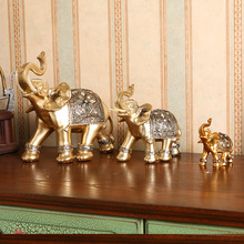 歐式大象樹脂工藝品擺件金色象創意家居裝飾品辦公室客廳大象擺件