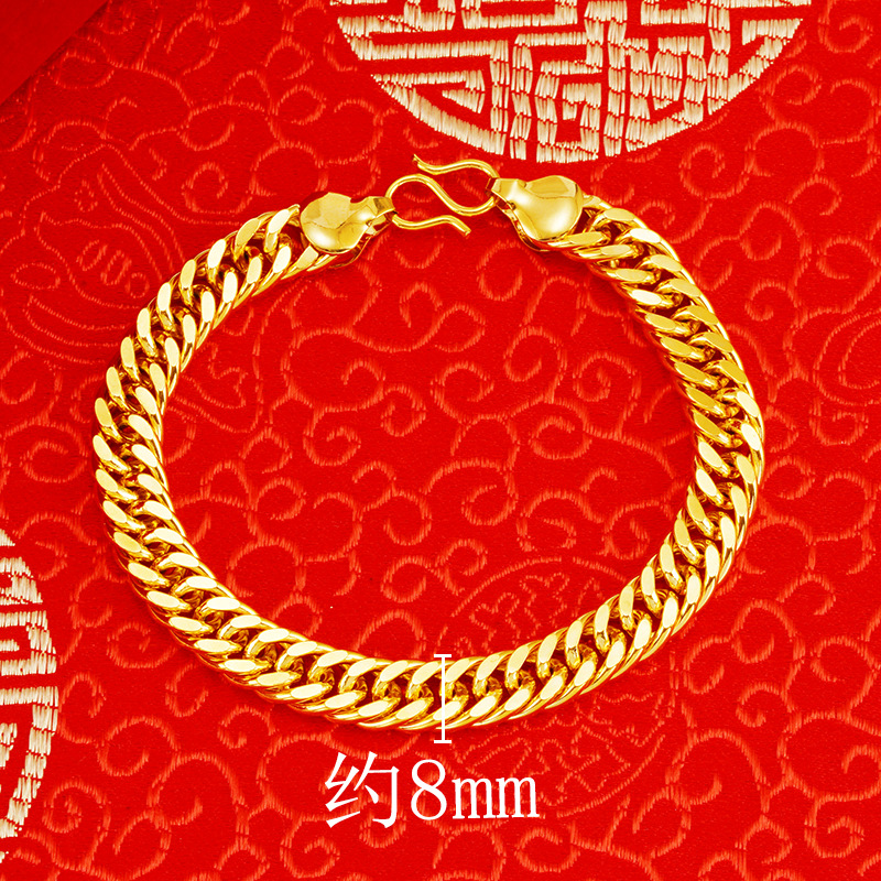 Amazon popular doble hebilla brillante plana Vietnam arena oro pulsera para hombres y mujeres pareja cobre chapado en oro NK pulsera Romana