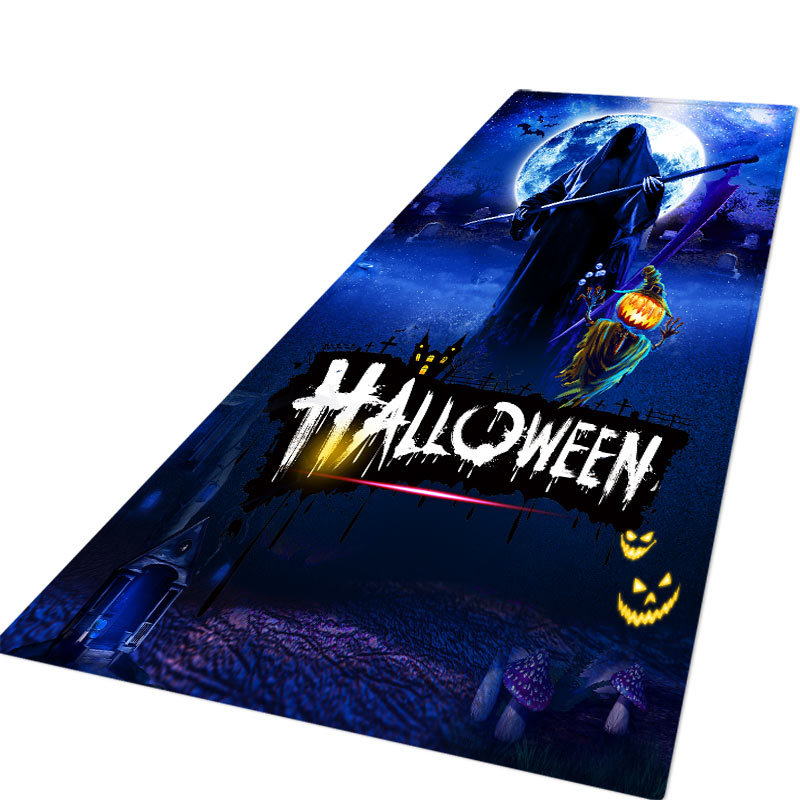 跨境电商批发新款  万圣节系列数码印花法兰绒地垫门垫卫浴防滑垫