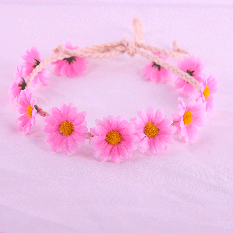 Las nuevas mujeres de la Margarita girasol Garland Seaside Beach flor tocado diadema tejida banda de pelo de la margarita