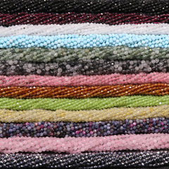 258-碧璽水晶石榴石海藍寶紅紋切面3mm散珠DIY流蘇小圓珠配件材料