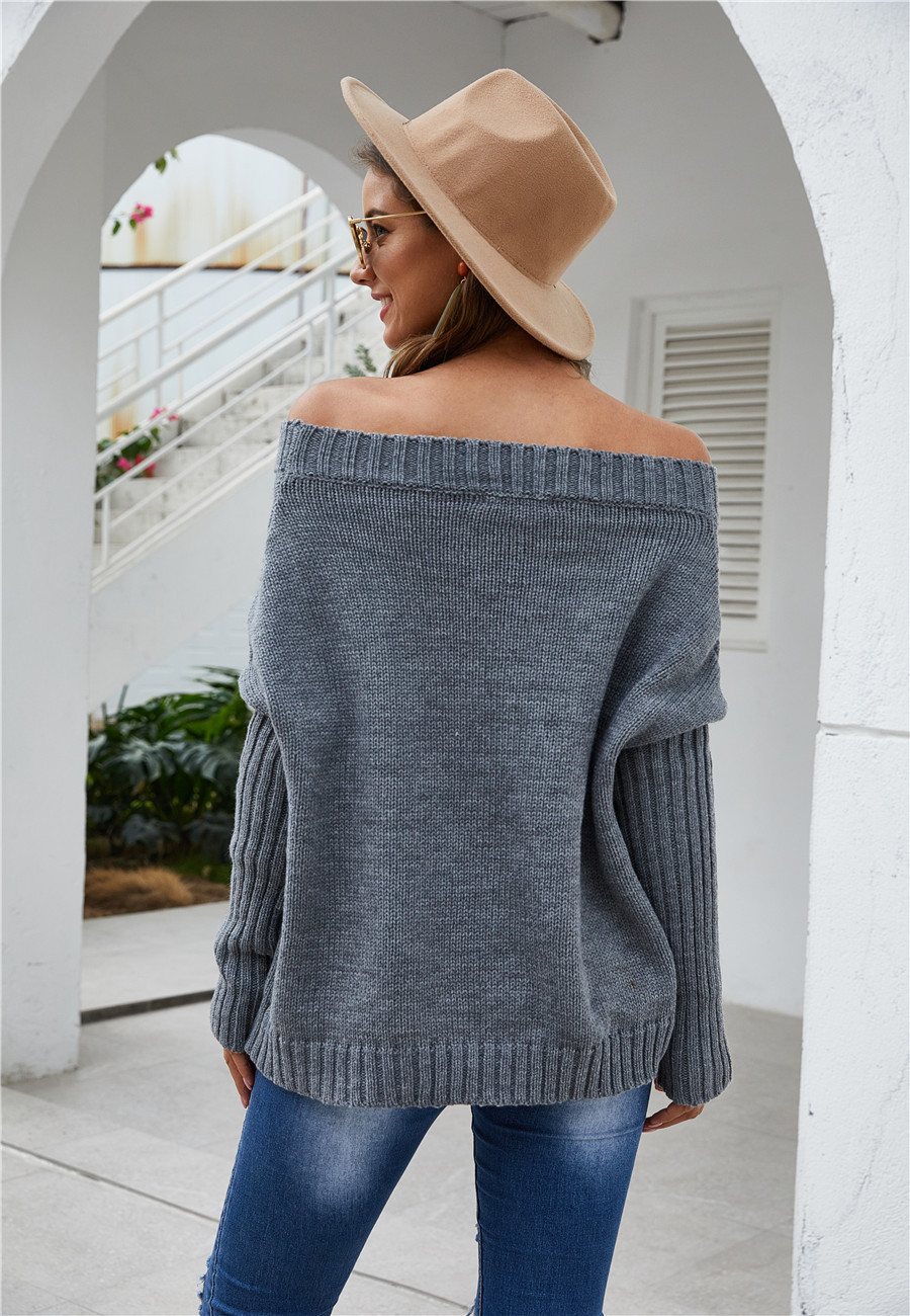 bat sleeve off-shoulder sweater  NSYD34916