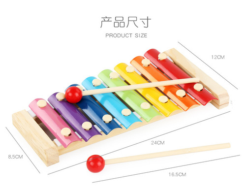 Factory direct sales of eight-note musical instrument wooden baby knocking wooden early education percussion instrument toy street stall supply