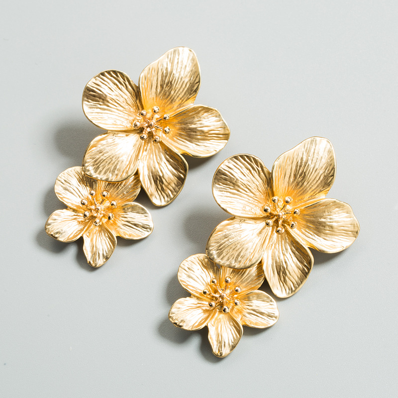 Gold Flower Petal Earrings