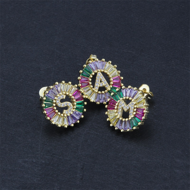 Earrings, Ear Studs Classification Copper Plated Gold Colored Zircon Small Letter Earrings Fashion Earrings Wholesales Fashion
