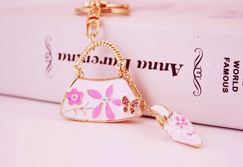38g Weight Alloy, Metal Material Women'S Gender Pink, Red, Blue, Black Color  Cute Creative Ladies Handbag Shape Car Keychain 2