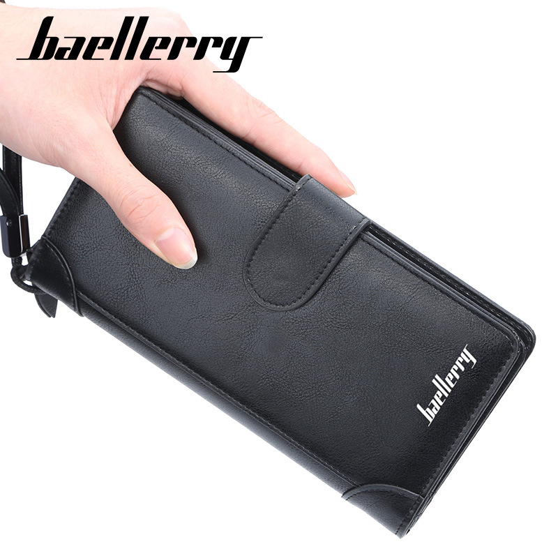 Men'S Business Multi Card Position Medium Length Hand Bag With Large Capacity Buckle And Zipper Wallet