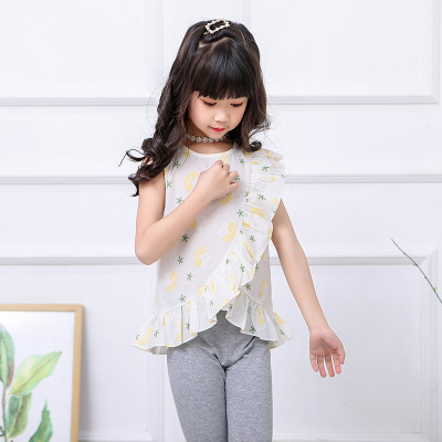 girl Short sleeved T-shirt CUHK summer new pattern Korean Edition Children's clothing lace Base coat children T-shirt Short sleeved