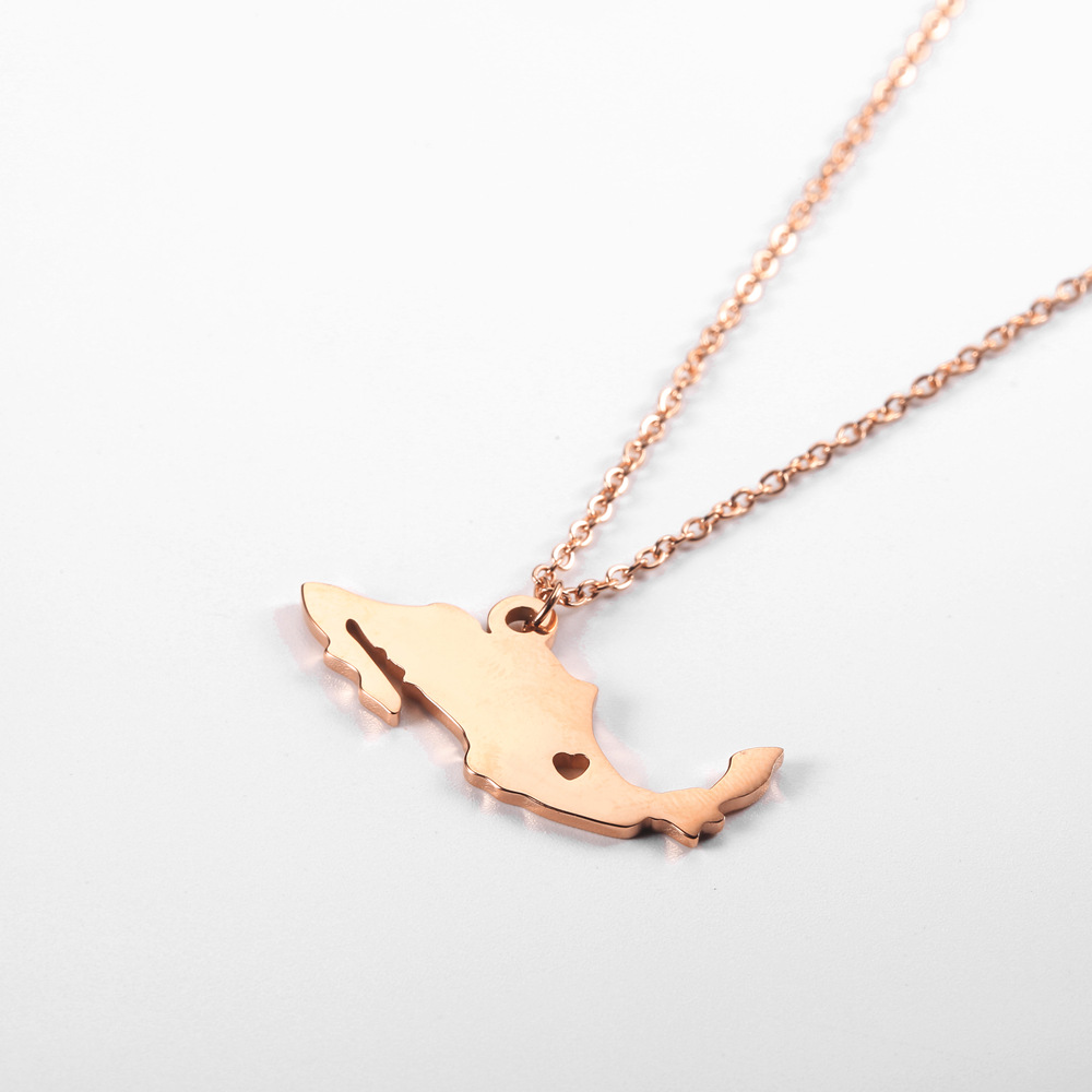 Holiday, Daily Occasion 304 Stainless Steel Material Wholesale Jewelry Fashion Map 304 Stainless Steel 18K Gold Plated Plating Stainless Steel Necklaces