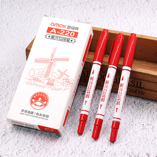 Art hook pen small double-ended water-based black marker student painting does not fade hand-painted strokes and lines