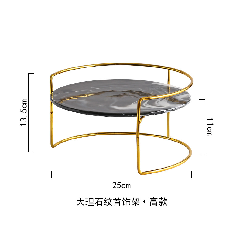 Nórdico oro hierro forjado cosméticos tocador rack de almacenamiento pastel postre placa cerámica pastelería rack bandeja