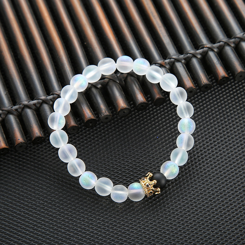 New Fashion Alloy Crown Colorful Glass Bead Bracelet Elastic Rope Bracelet Jewelry Wholesale display picture 7