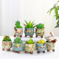 Gardening Korean-style succulent mini adorable small flower pot ZAKKA ceramic thumb pot colorful hand-painted succulent pot
