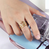 Retro golden ring suitable for men and women heart shaped, silver accessory, Japanese and Korean