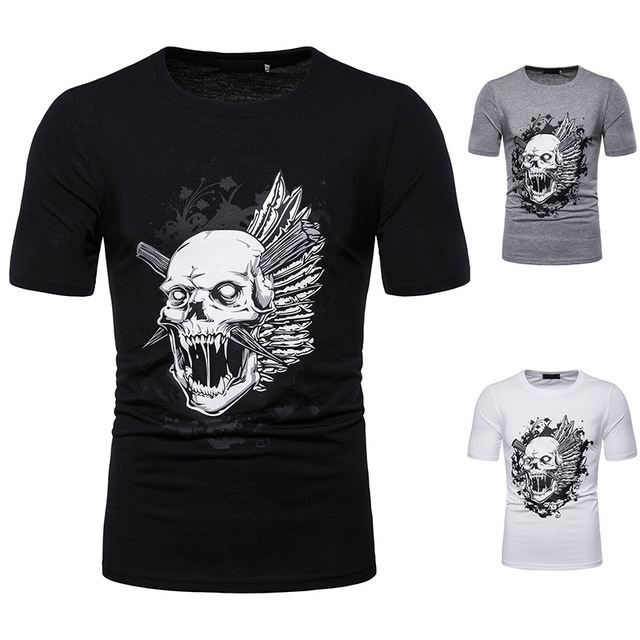 Short-sleeved T-shirt Chest Fashion Speed Racing Skull Printing