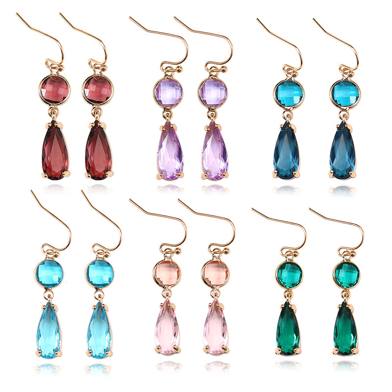 8g Weight Alloy Ear Needle Material Artificial Crystal Inlay Material Drop Earrings Classification 1 Pair Quantity Holiday, Daily Occasion Copper Material Geometric, Water Droplets Pattern Women's Gender Asymmetrical, Plating, Inlay Design Elegant Style Copper Elegant Asymmetrical Plating Inlay Geometric Water Droplets Artificial Crystal Drop Earrings 5