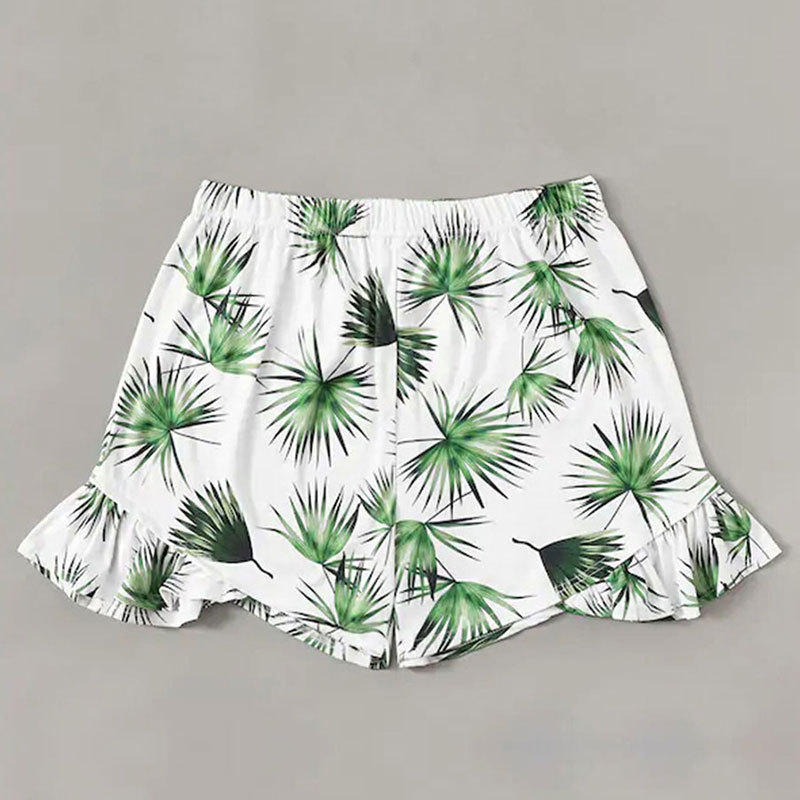 shorts de playa ajustados con estampado de tallas grandes y cintura alta con borde de hongo NSOY125387