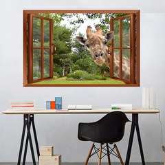 昆尚跨境新款破牆3D假窗 鹿 牆貼客廳臥室兒童房自粘裝飾畫KS6711