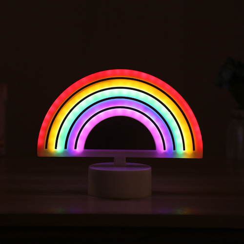 Faux neon rainbow glowing night light, heart-shaped LED neon light, INS-style night light, letter-shaped decorative light