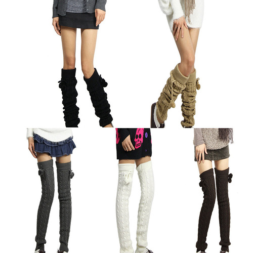 Extended and thickened foot warmers, twist wool boot covers, ball over-the-knee high leg warmers, piles of knitted socks