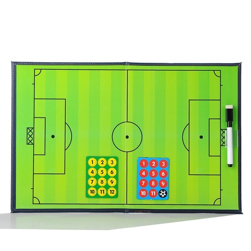 Collapsible 2-fold soccer and basketball coaching board, magnetic pen, competition and training tactical command board