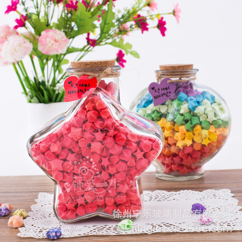 漂流瓶木塞大号五角星瓶桃心瓶心形瓶瓶许愿瓶夜光星木塞玻璃瓶