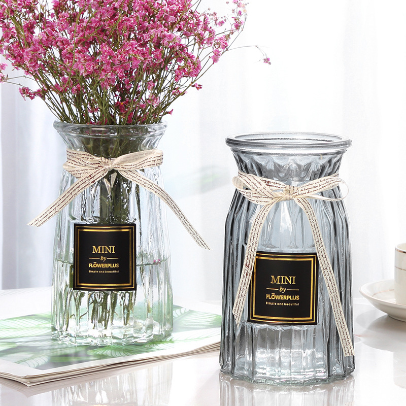 Creative Scandinavian Glass Vase Dry Flower Vase Transparent Colorfulful Flower Vase Fashionable Vase Glass Living Room Decoration
