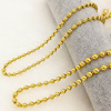 Brass necklace, golden jewelry suitable for men and women, universal glossy rosary with round beads from pearl