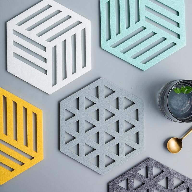 杯垫北欧风格毛毡家用餐具碗盘隔热垫 简约防烫垫吸水垫壶杯垫子