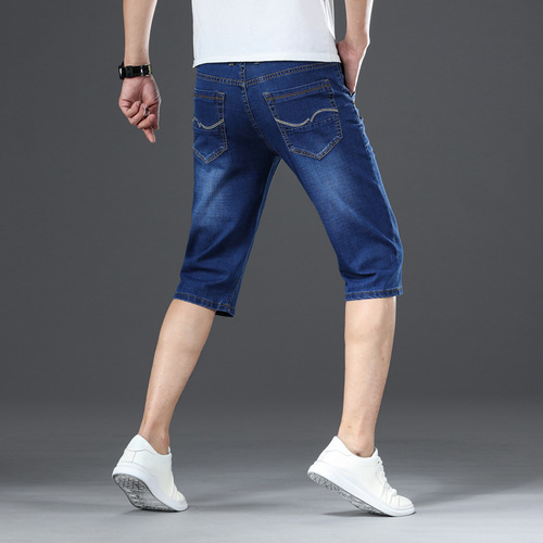 Champion brand men's stretch denim seven-pocket pants for men, stretch slim fit, high-quality straight-leg youth 7-pocket men's pants, INS trending