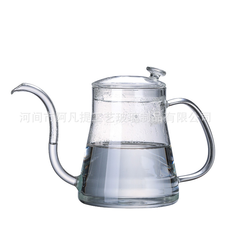 High temperature resistance Glass coffee pot Hand punch pot Fine mouth pot 600ML Kettle household Ear hanging Manufactor