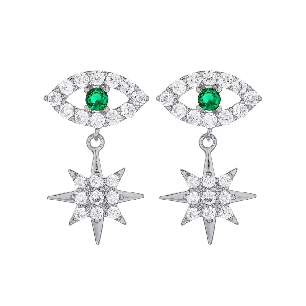 Fashion Exquisite Trend Demon Eye Earrings Snowflake Diamond Stud Earrings Star Short Earrings Nihaojewelry display picture 3