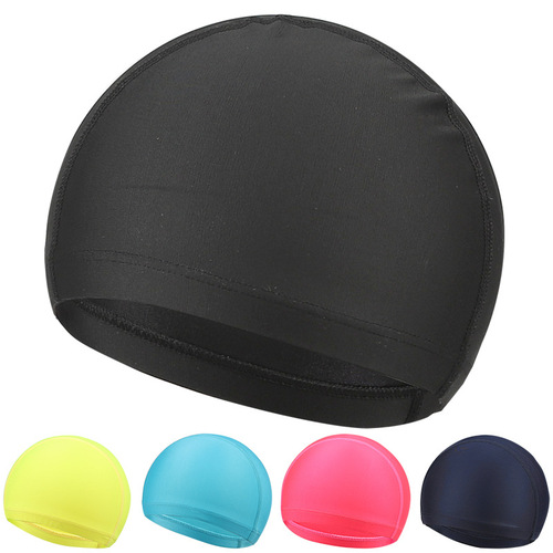 Foreign trade single children's cloth cap for boys and girls, universal solid color, high elasticity, comfortable and headless hot spring swimming pool professional swimming cap