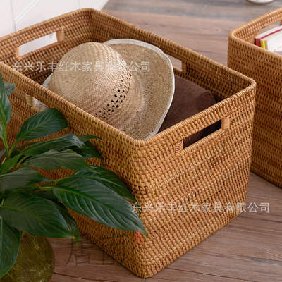 Rattan Woven Large Storage Basket Dirty Clothes Basket Dirty Clothes Basket with Handle Large Size Hand Woven Basket Storage Building