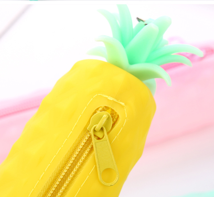 Pineapple Silica Gel Class Learning School Cute Pencil Case display picture 3