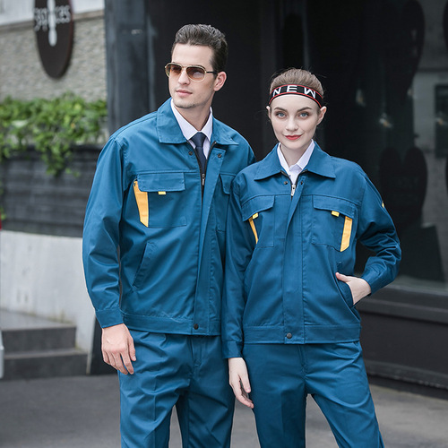 Vertical clause suits and tops, long-sleeved spring and autumn work clothes, men's and women's work clothes, work clothes, labor protection clothes, auto repair clothes, post and telecommunications green