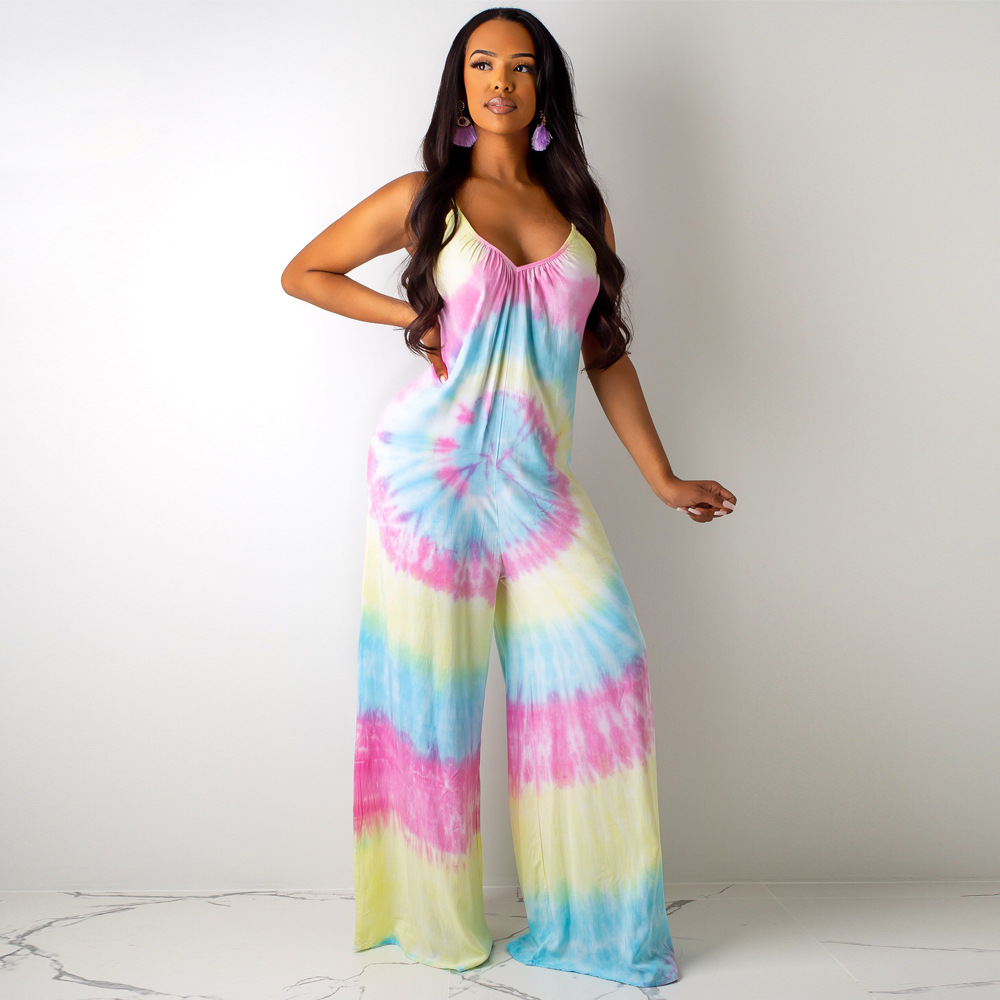 tie dye wide leg jumpsuit