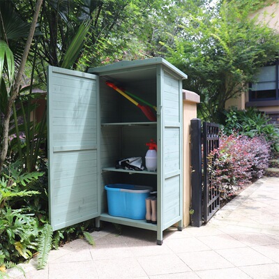 戶外實木收納櫃花園庭院雨鞋鏟子工具櫃箱防雨防腐鄉村綠室外陽台