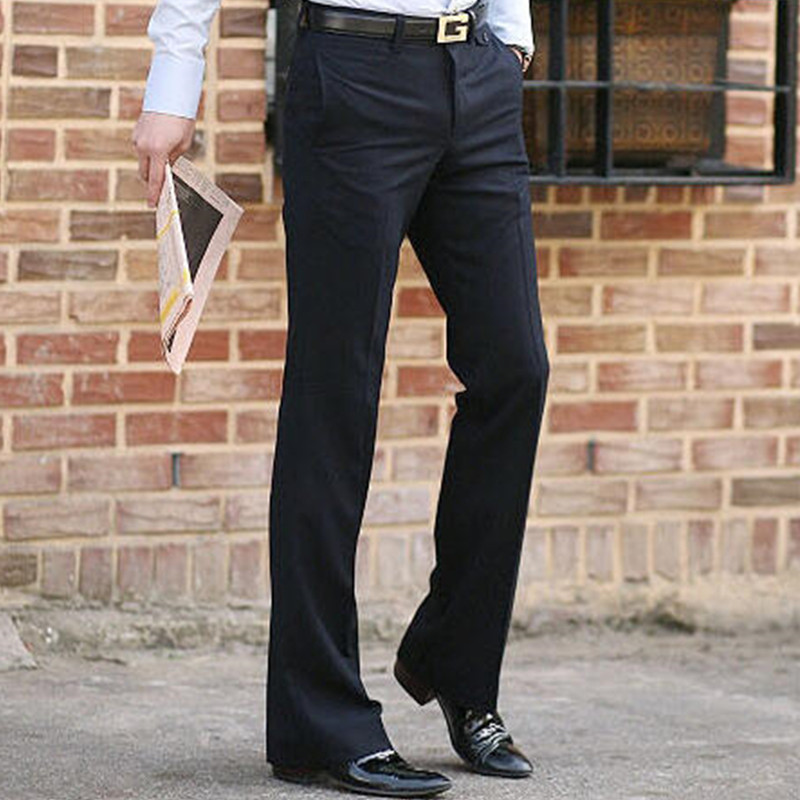 2019 nuevo estilo coreano pantalones de traje casual de pierna ancha recta de estilo británico de los hombres pantalones de traje Delgado de los hombres entrega de una sola pieza