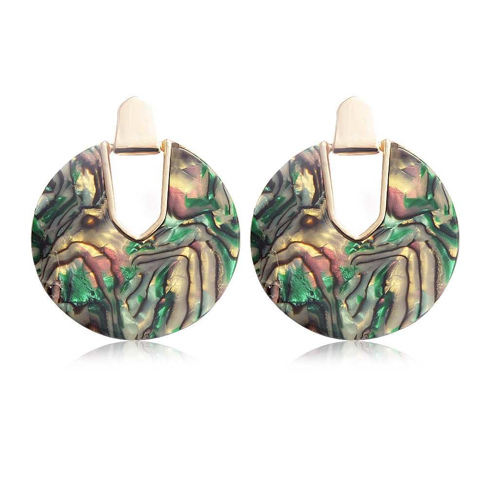 Retro Round Pendant Acrylic Earrings display picture 2