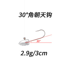 热销30度角朝天钩 2.9g铅头钩 路亚软饵专用钩 跨境jig head