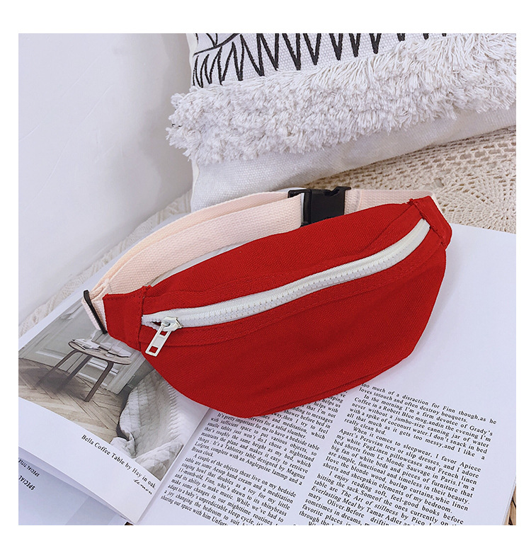 Kid'S Small Canvas Solid Color Basic Square Zipper Fanny Pack display picture 4