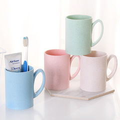 Wheat Fiber MUG Eco-Grain Aroma Cup, Thick Capacity Handle Mouthwash Cup Wide Mouth Cup Promotion Gift