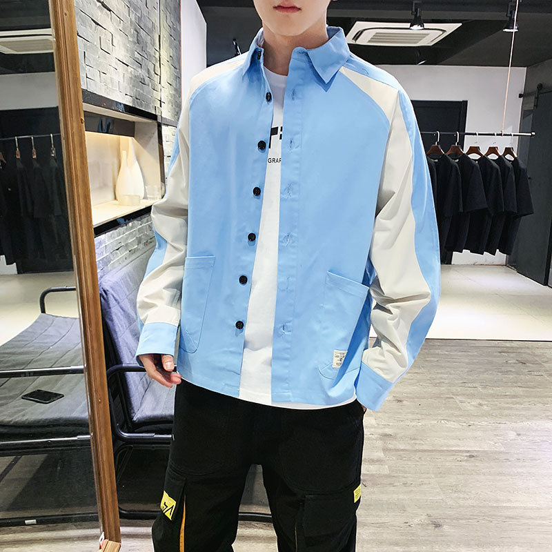 2019新款男式長袖襯衫男青少年時尚純棉襯衣男韓版修身寸衫男上衣