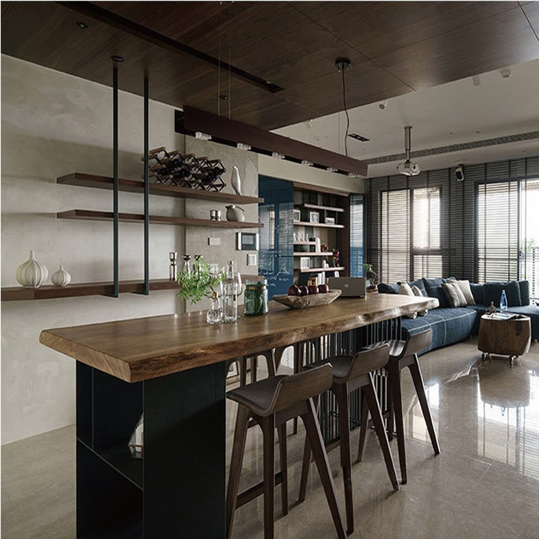 Household Living Room High Leg Leisure Table Bar Bar Restaurant American Solid Wood Dining Table Simple High Leg Bar Table and Chair