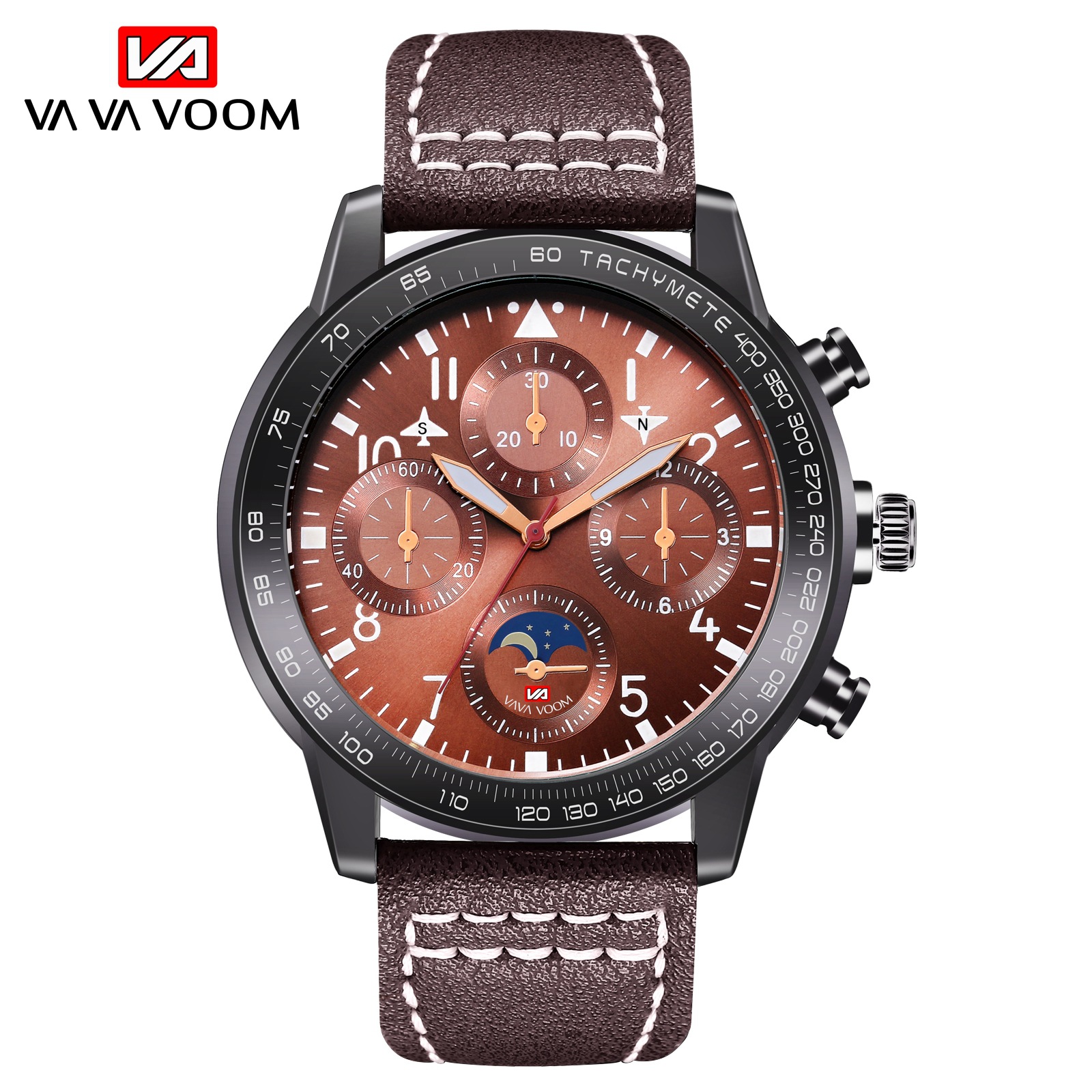 Men's Pilot Sports Authorization Multi-Function Watrproof Watch Wind Speed Measuring Fashion Watch Belt Watch_voghion.com