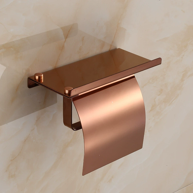 Toilet Paper Holder (SEREEY) 304 Stainless Steel with Shelf — Covered Towel Dispenser, Wall Mount